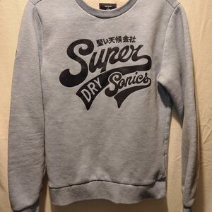 Superdry Vintage Wash Tokyo Graphic Logo Blue Crew Men's Sweatshirt Size Small